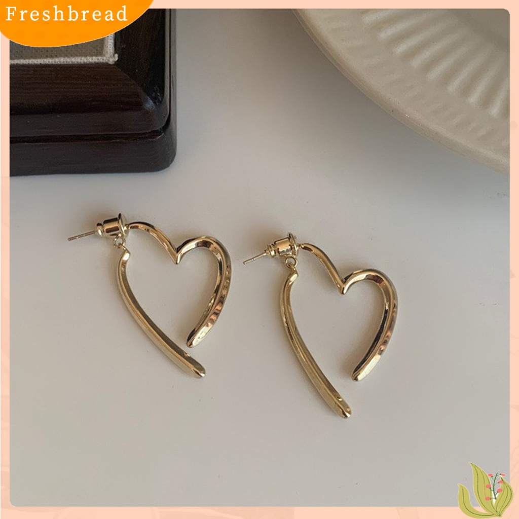 &lt; Freshbread &gt; 1pasang Anting Pejantan Dipoles Electroplating Minimalis Gaya Perancis Cinta Hati Wanita Menjuntai Anting Perhiasan Fashion