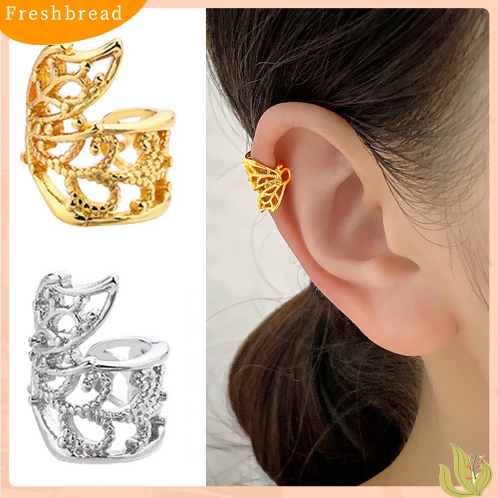 &lt; Freshbread &gt; 1Pc Manset Telinga Non-Piercing Hypoallergenic High Gloss Cantik Mini Hadiah Fashion Perhiasan Berongga Kupu-Kupu Klip Bungkus Tulang Rawan Anting-Anting Untuk Harian