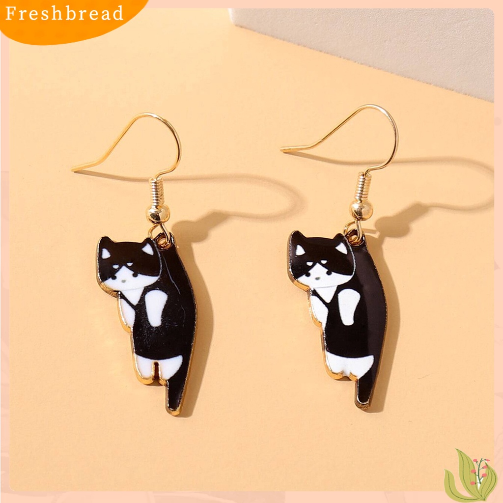 &lt; Freshbread &gt; 1pasang Anting Kait Perhiasan Lapis Hewan Kartun Kilau Terang Drop Earrings Untuk Pacaran