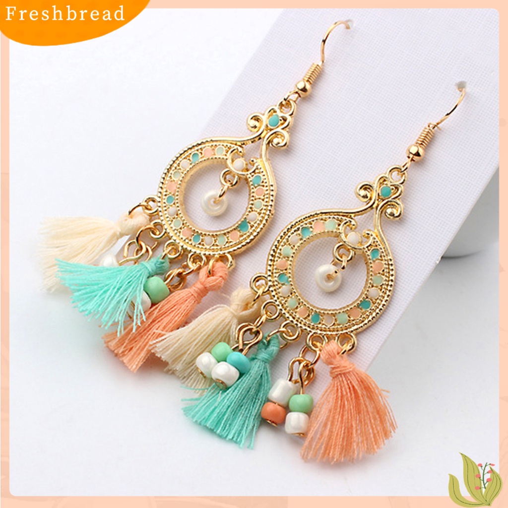 &lt; Freshbread &gt; Anting Gaya Bohemian Rumbai Paduan Indah Drop Menjuntai Anting Kait Untuk Wanita