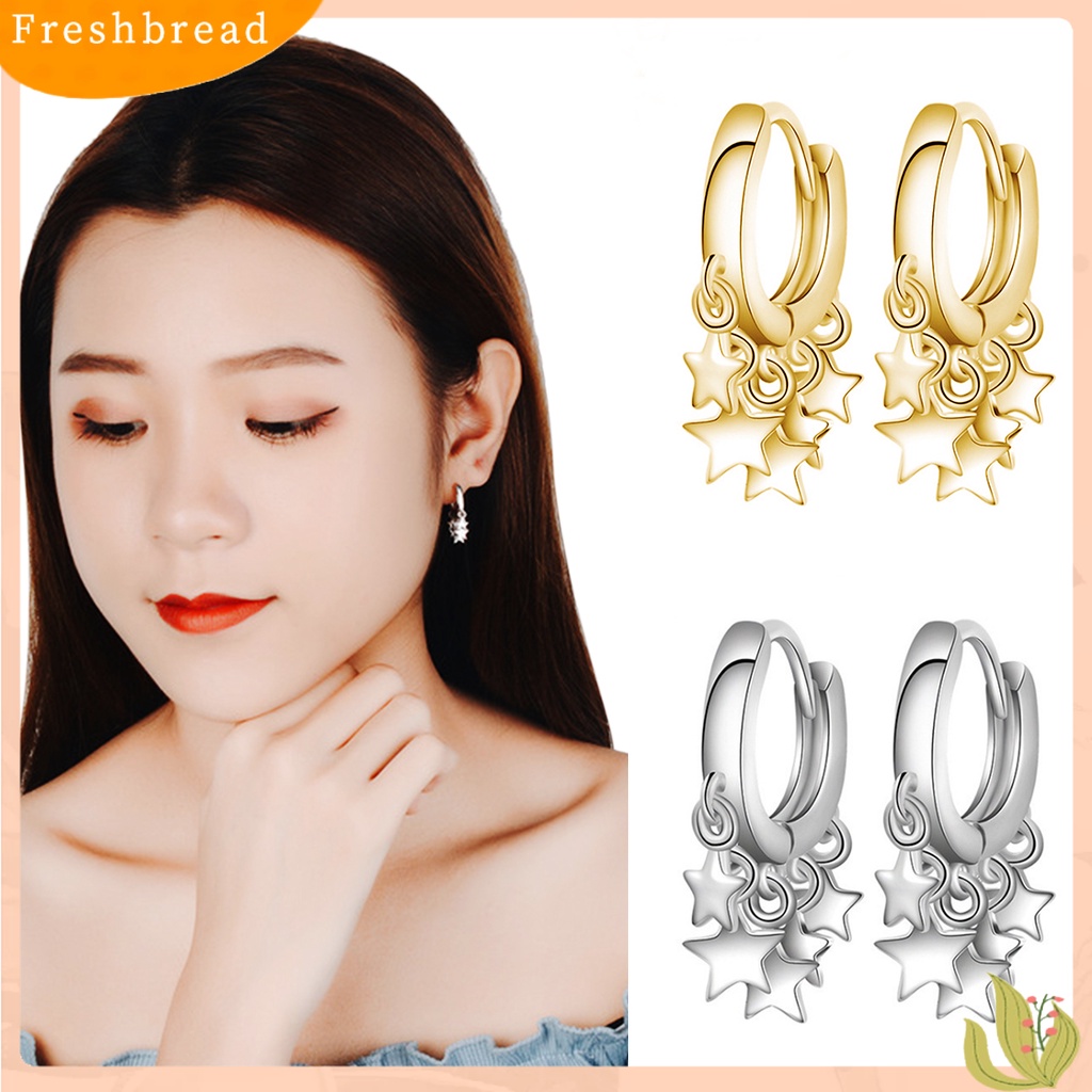 &lt; Freshbread &gt; Woman Fashion Golden Star Rumbai Hoop Earrings Ear Stud Perhiasan Hadiah Aksesori