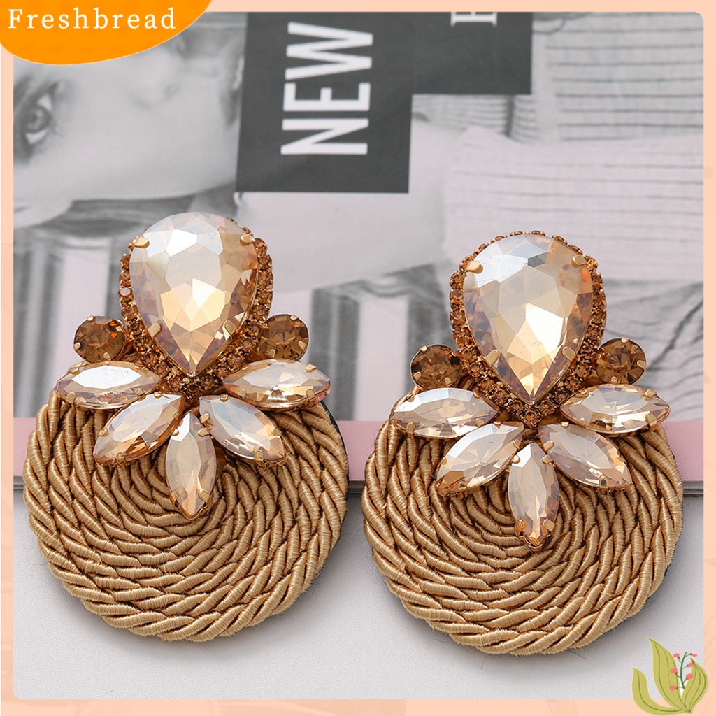 &lt; Freshbread &gt; Anting Kepribadian Berlebihan Handmade Braided Round Plaited Jewelry Ear Studs Untuk Wanita