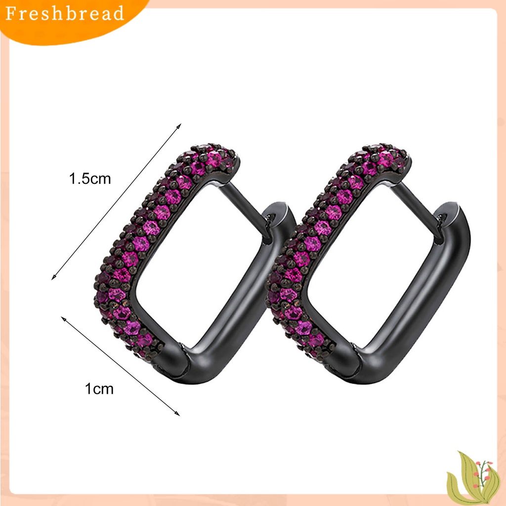 &lt; Freshbread &gt; 1pasang Drop Earring Berlian Imitasi Gaya Barat Geometris Electroplating Hypoallergenic Hias Colorfast Wanita Vintage Square Earrings Untuk Pacaran