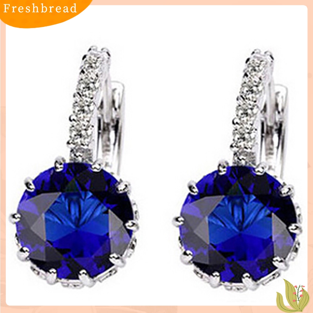 &lt; Freshbread &gt; Wanita Fashion Berlapis Emas 9K Zirkon Berlian Imitasi Huggie Earrings Perhiasan Hadiah