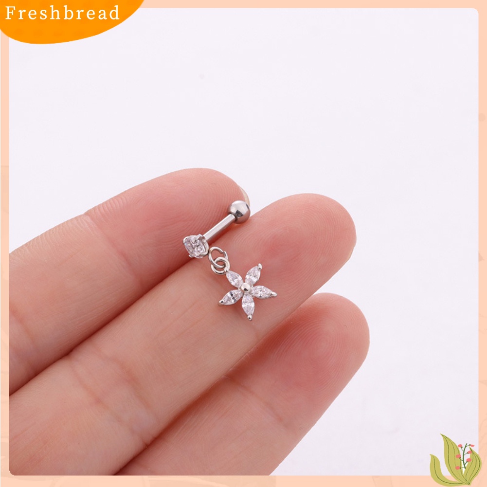 < Freshbread > 1Pc Wanita Bintang Bunga Cubic Zirconia Menjuntai Ear Stud Earring Perhiasan Tulang Rawan