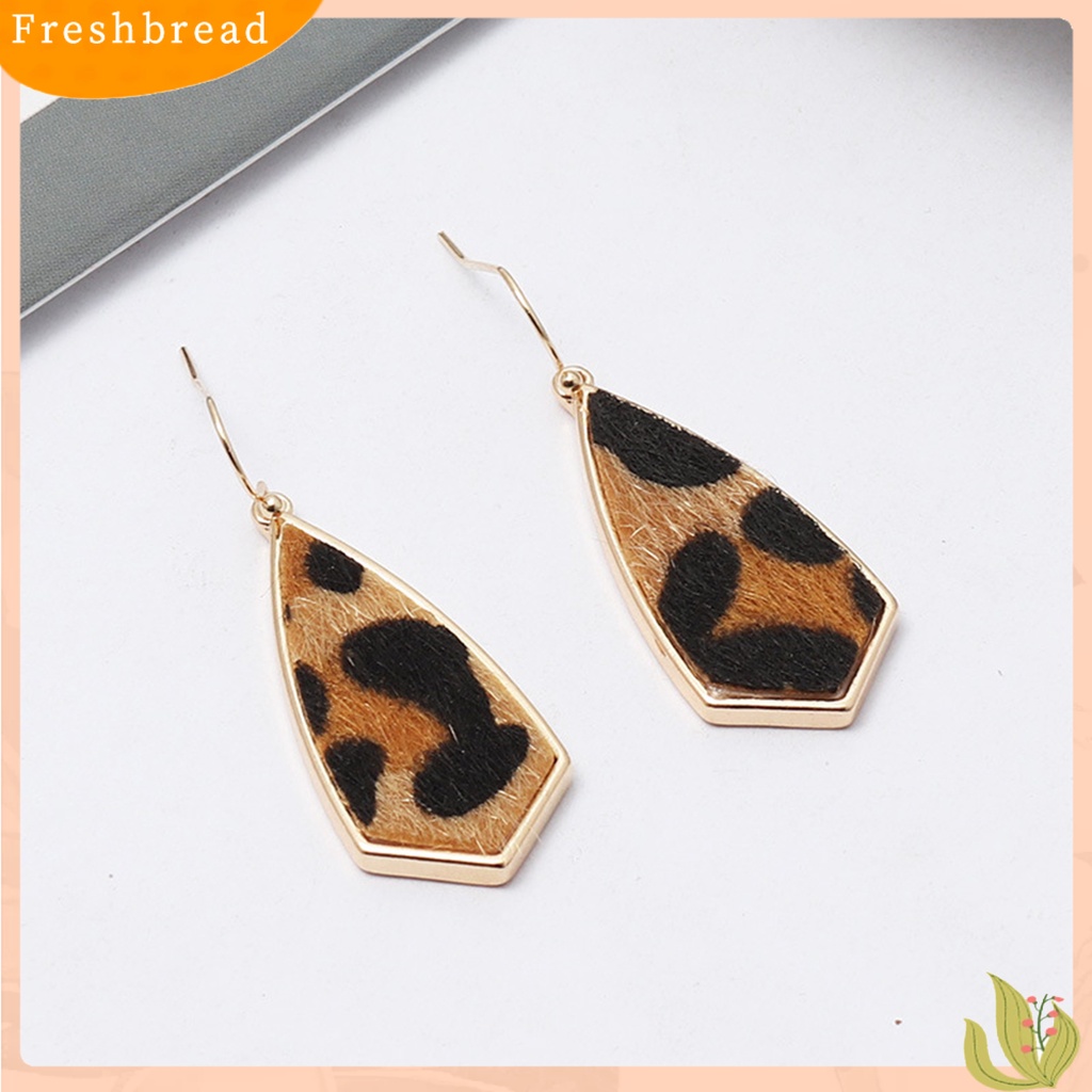 &lt; Freshbread &gt; 1pasang Drop Earrings Paduan Halus Sederhana Motif Leopard Geometris Wanita Anting Kait Untuk Pacaran