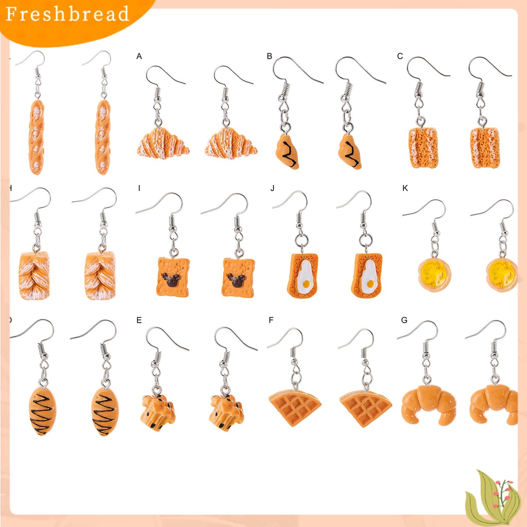 &lt; Freshbread &gt; 1pasang Anting Drop Roti Lucu Perhiasan Tahan Lama Cerah Luster Hook Earrings Untuk Pakaian Sehari-Hari