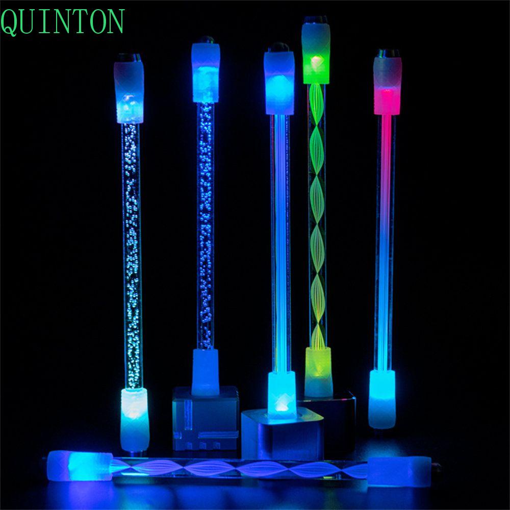 QUINTON Hand Game LED Rotating Pen Anti-Stress Spiner Pen Spinning Pen LED Light Student Gift Release Pressure Cell Batteries Powered Light-Up Toys Acrylic Twirling Pen