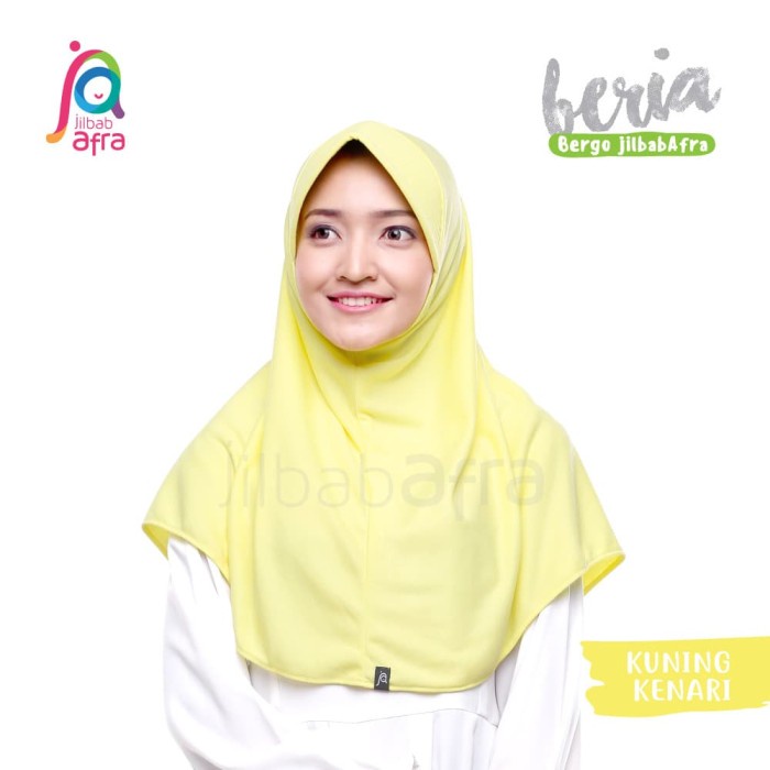TERBATAS Jilbab Beria Kuning Kenari - Bergo Jilbab Afra - Hijab Bahan Kaos - XS