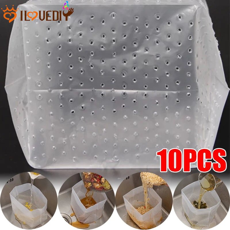 Saringan Got Wastafel Jaring 10PCS Self-standing Drain Bags Drain Anti-Blok Kantong Sampah Dapur Kamar Mandi Saringan Got Pembersih Saringan Dapur Sekali Pakai Wastafel Jaring Sampah