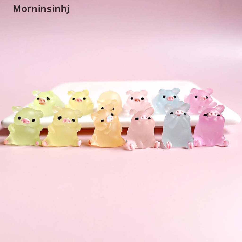 Mornin 10pcs Menyala Warna-Warni Lucu Piggy Scrapbook Ponsel Dekorasi DIY Kerajinan Tangan Resin Aksesoris id