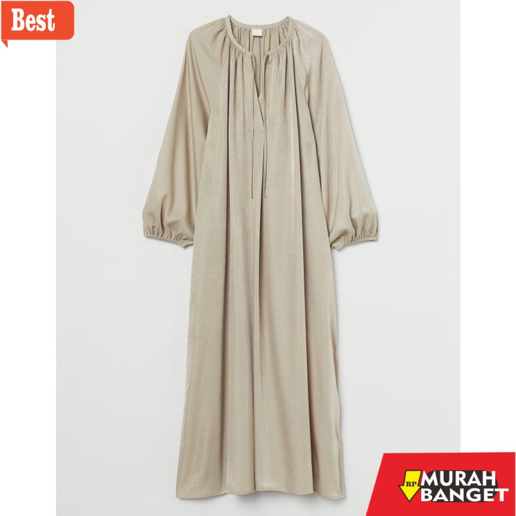 GAMIS RAMADHAN TERBARU UNTUK WANITA- Maxi Dress Korea Jumbo - Keynes Long Maxi Linen Kerah Tali Keru