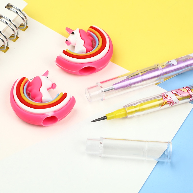 

Pensil Motif Unicorn Pluit Pelangi Warna Warni Fancy Model Cabut Susun Sambung Pensil Cartoon Lucu-338