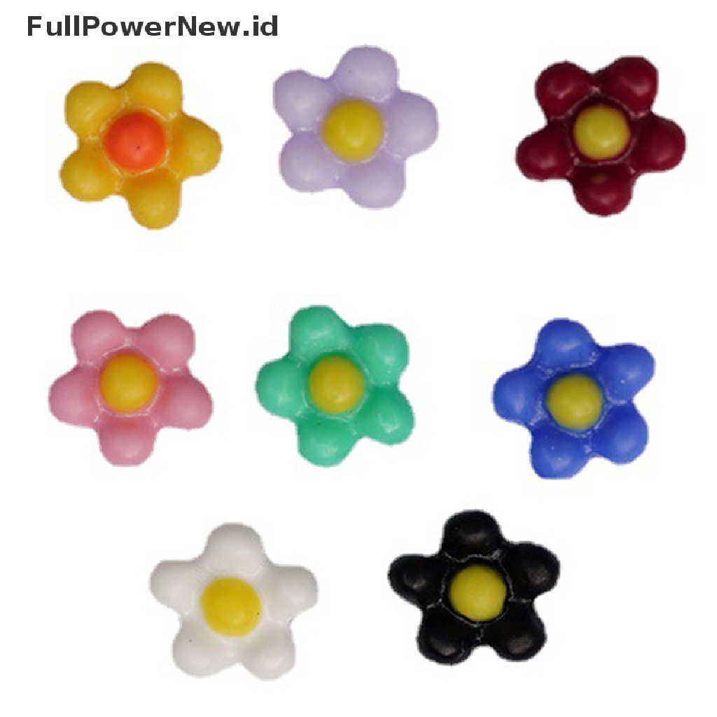 Power 50pcs 7.5mm 3D Bunga Warna-Warni Bunga Matahari Nail Art Stiker Pesona Dekorasi ID