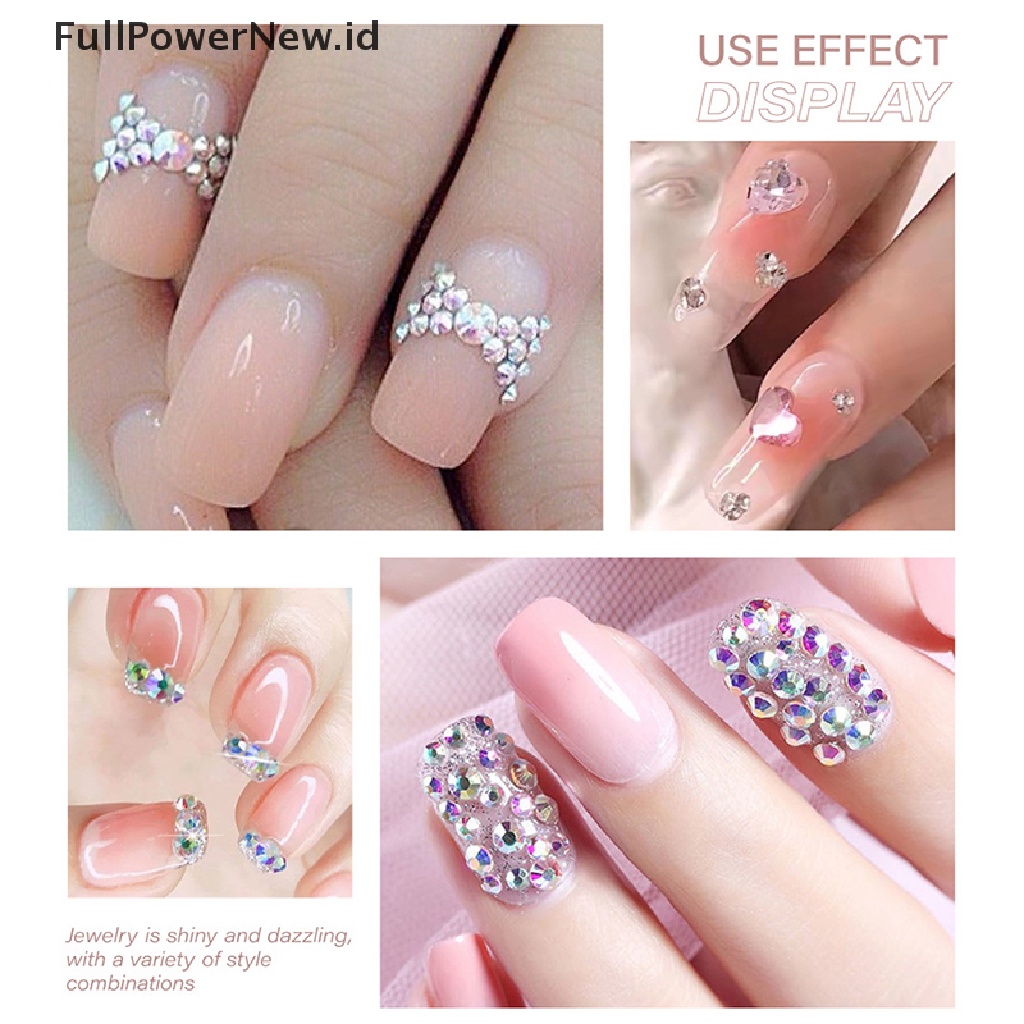 Power Mix Size Nail Art Rhinestones AB Kristal Dekorasi Nail Art Set Aksesoris ID