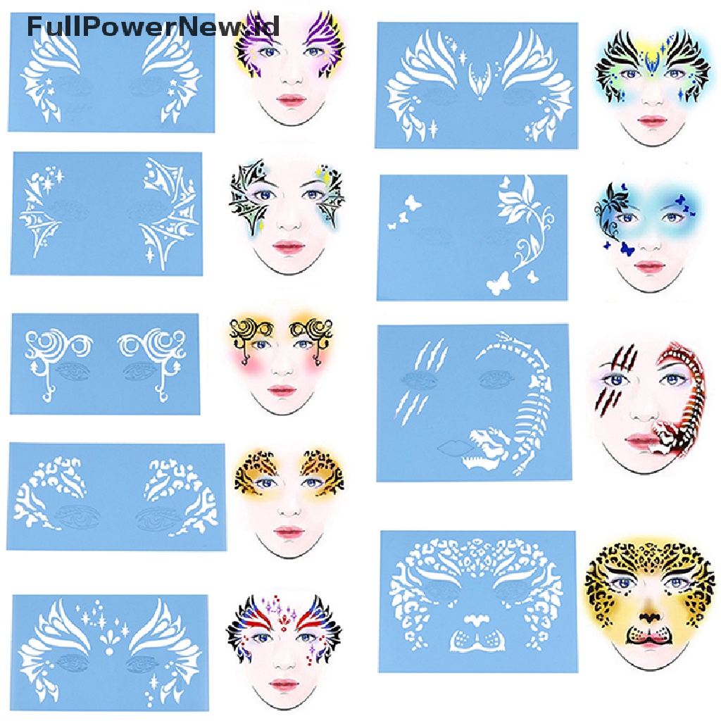 Power Face Paint Stensil Reusable Template Tato Paing Gambar Cetakan Alat Makeup ID