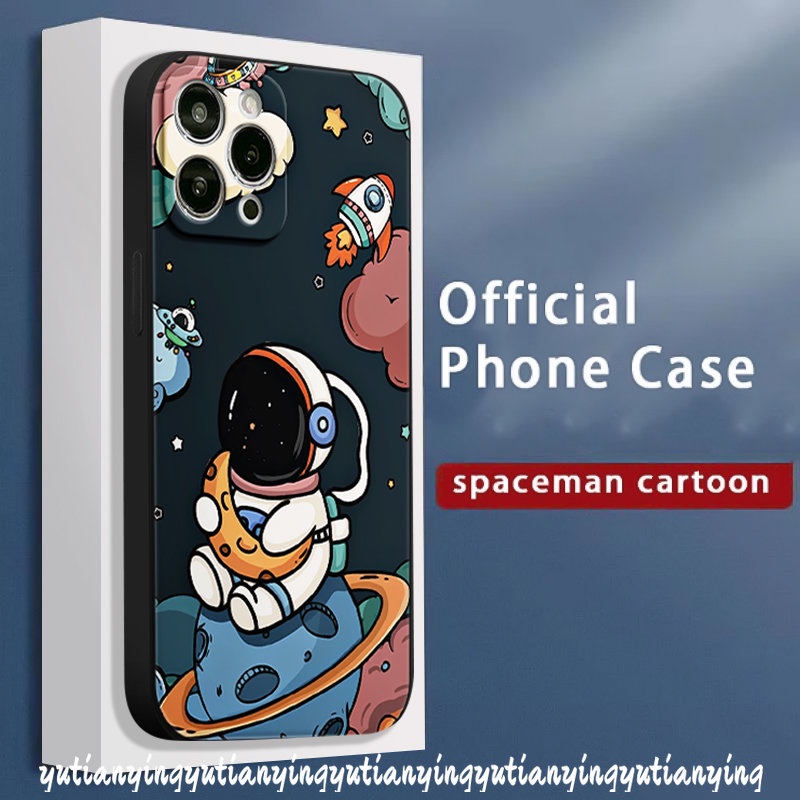 Casing Kartun Lucu Tepi Lurus Redmi A1 12C 10 9T 9A 9 9C NFC Note11 10 9 8 10 Pro Plus 10Pro 10s Poco F4 M5 M4 M3 Pro F3 X3 Pro 10 M3 MI 11 Lite 10T Astronot Soft Cover NASA