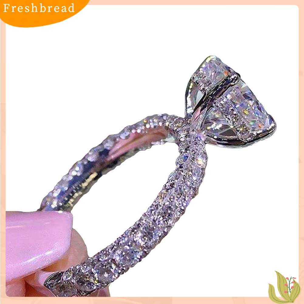 {In Stock} Glitter Bulat Berlian Imitasi Bertatahkan Band Jari Cincin Pengantin Pernikahan Perhiasan Hadiah