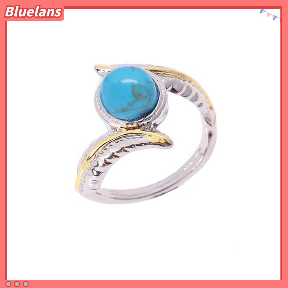 {In Stock} Mewah Wanita Faux Turquoise Hias Bulu Cincin Cocktail Pesta Perhiasan Hadiah