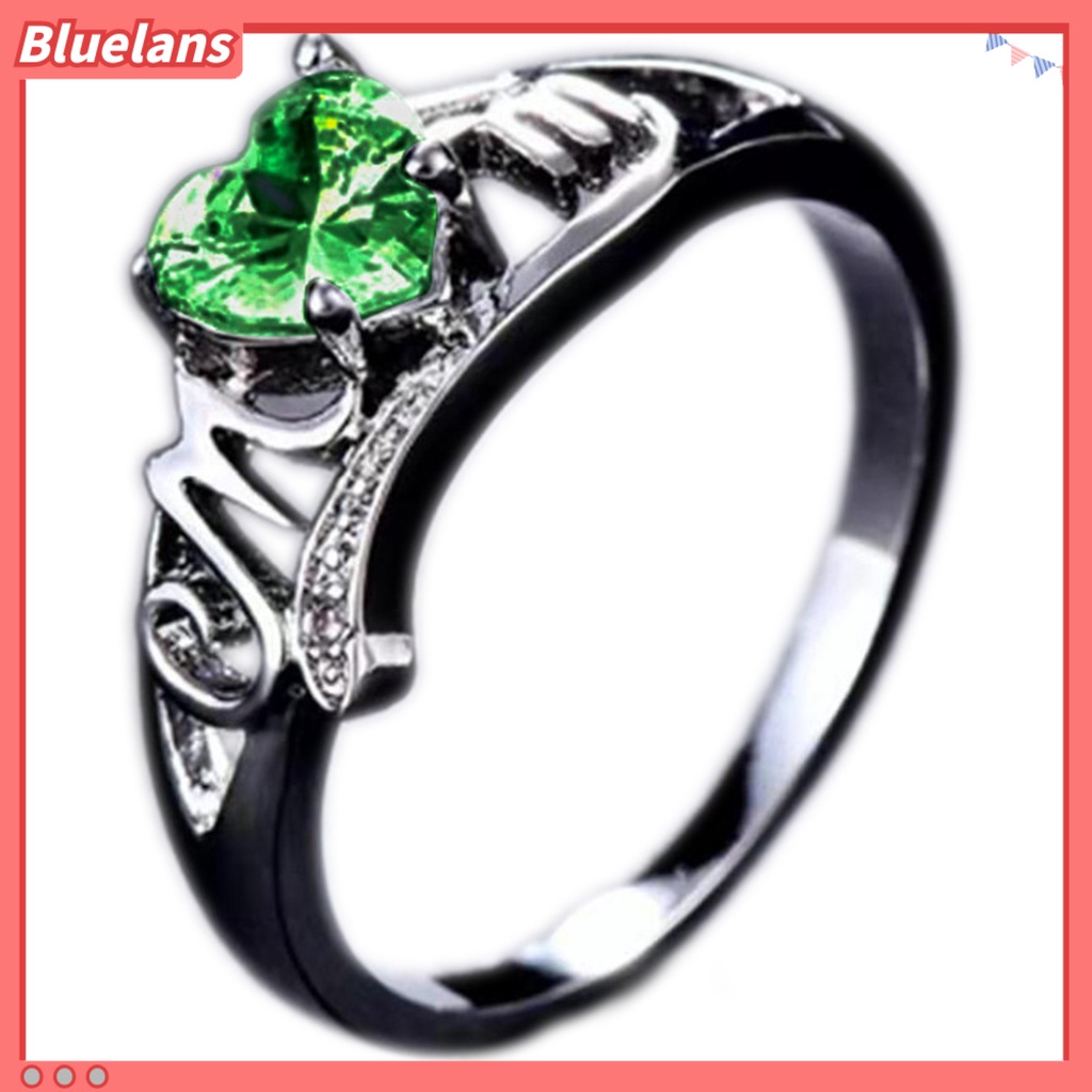 {In Stock} Cincin Wanita Cinta Hati Electroplated Cubic Zirconia Bentuk Hati Jari Cincin Perhiasan Untuk Pertunangan