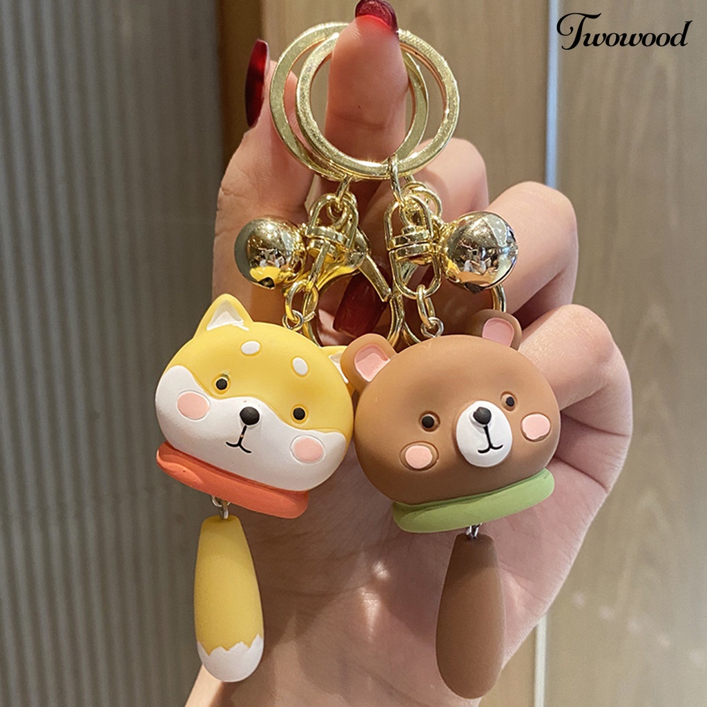 Twowood Kartun Gantungan Kunci Indah Kelinci Beruang Kitten Puppy Panda Boneka Hiasan Gantung Kerajinan Resin Hewan Gantungan Kunci Ransel Liontin Aksesoris Hadiah Pasangan