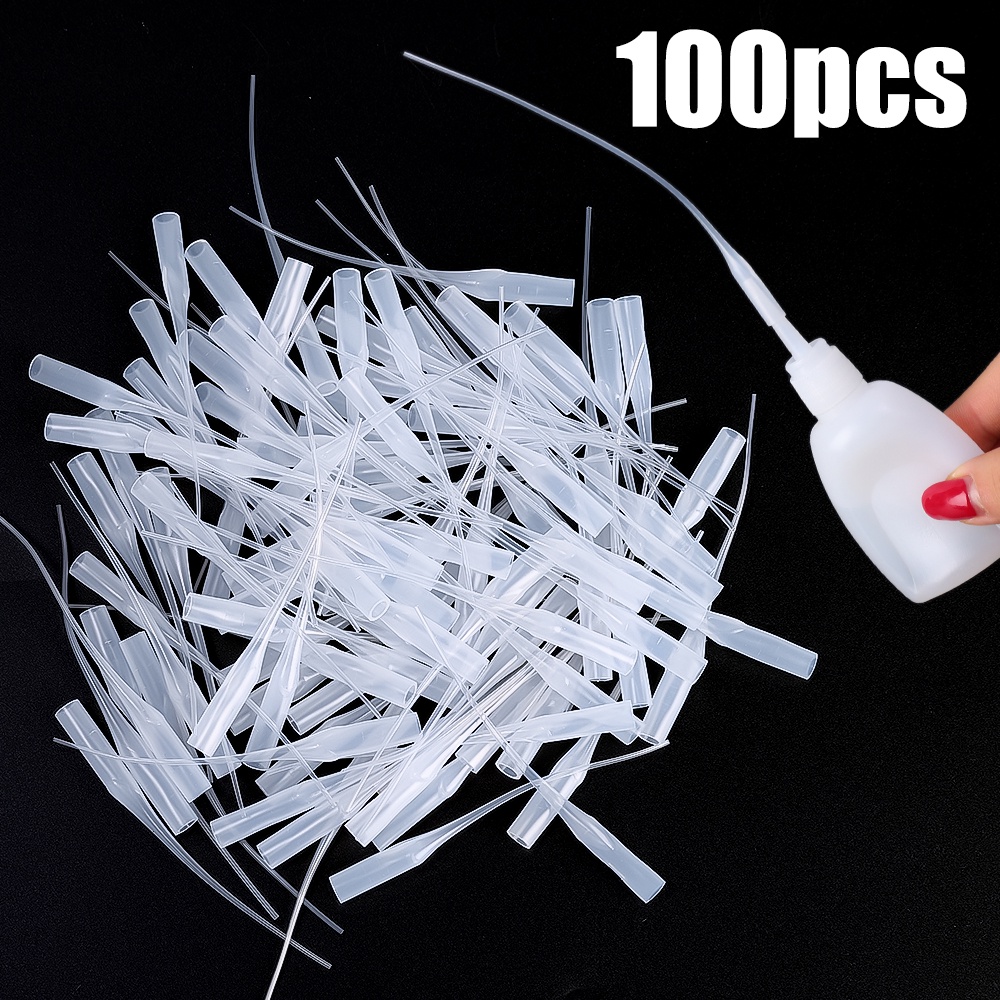 100pcs Pipet Transparan Cocok Untuk 401dan502lem DIY Craft Dispensing Hose Precision Aplicator Dropper Nozzle Non Perekat Lem Tangan Micro Nozzle