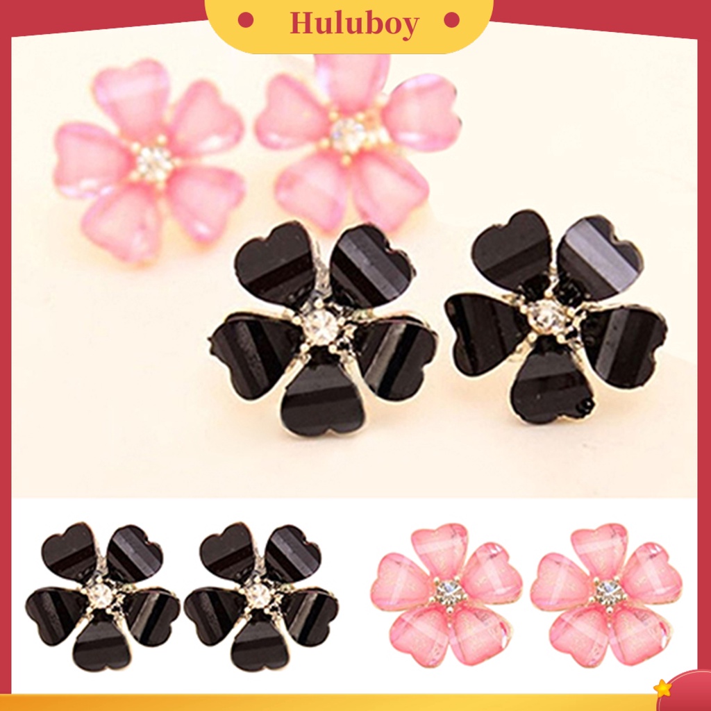 {Ready Stock} Ear Stud Kelopak Berlian Imitasi Motif Bunga Bahan Alloy Indah Berkilau Anting Untuk Wanita