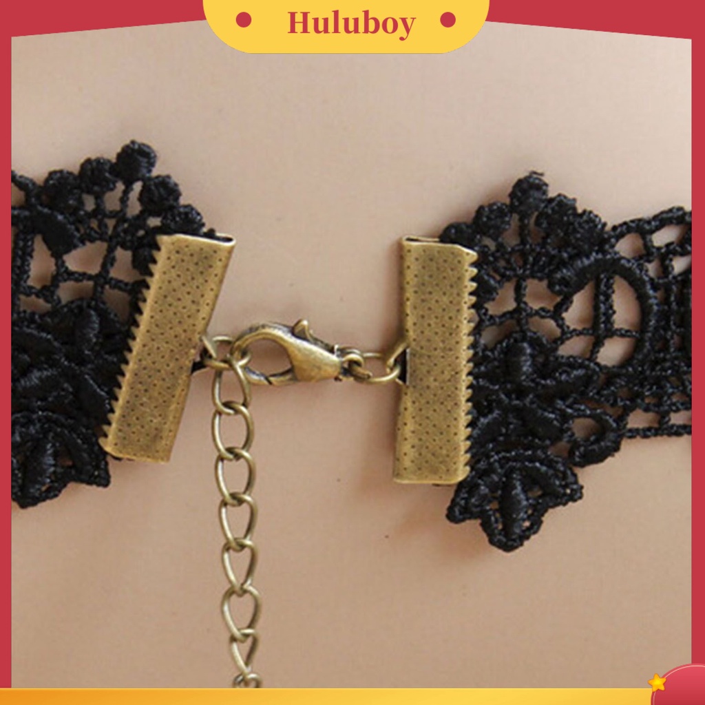 Kalung Gelang Cincin Bahan Lace Warna Hitam Gaya Gothic Punk Untuk Wanita