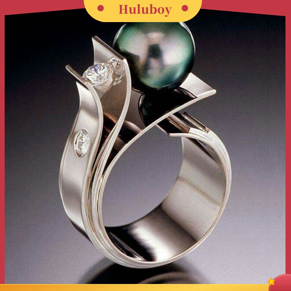 {Ready Stock} Fashion Wanita Mutiara Imitasi Berlian Imitasi Bertatahkan Jari Cincin Hadiah Perhiasan Pernikahan