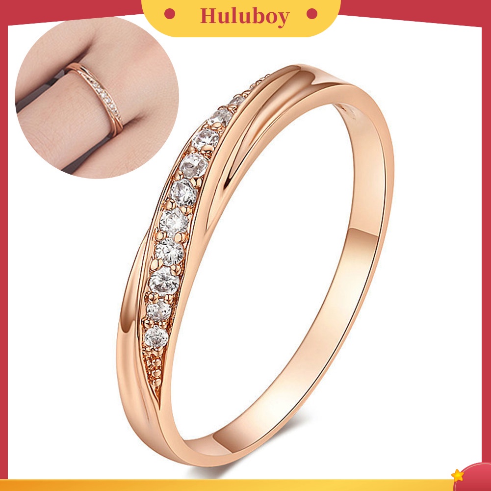 {Ready Stock} Bulat Cubic Zirconia Hias Wanita Pernikahan Pertunangan Jari Cincin Perhiasan Hadiah