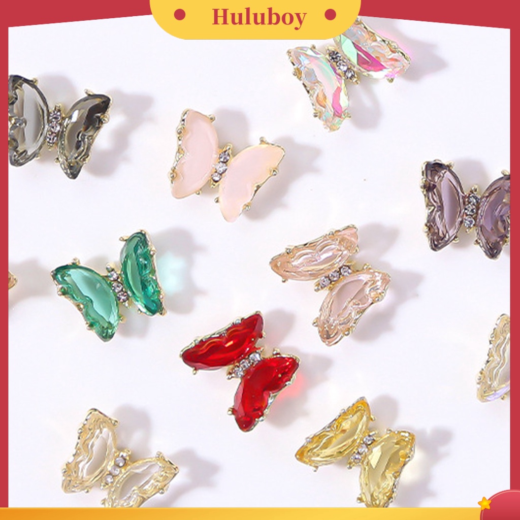 {In Stock} 10Pcs Dekorasi Kuku Bentuk Indah 3D Efek Visual Warna Vibrant Tampil Realistis Warna-Warni Kupu-Kupu DIY Nail Art Ornamen Pesta Nikmat Perlengkapan Kuku