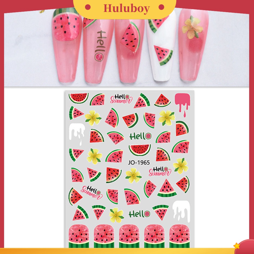 {In Stock} Stiker Kuku Pola Indah Warna Vibrant Perekat Diri Ultra-Tipis Kuat Lengket Dekoratif 6gaya Strawberry Cherry Fruit Bertema Nail Art Decal Perlengkapan Kuku