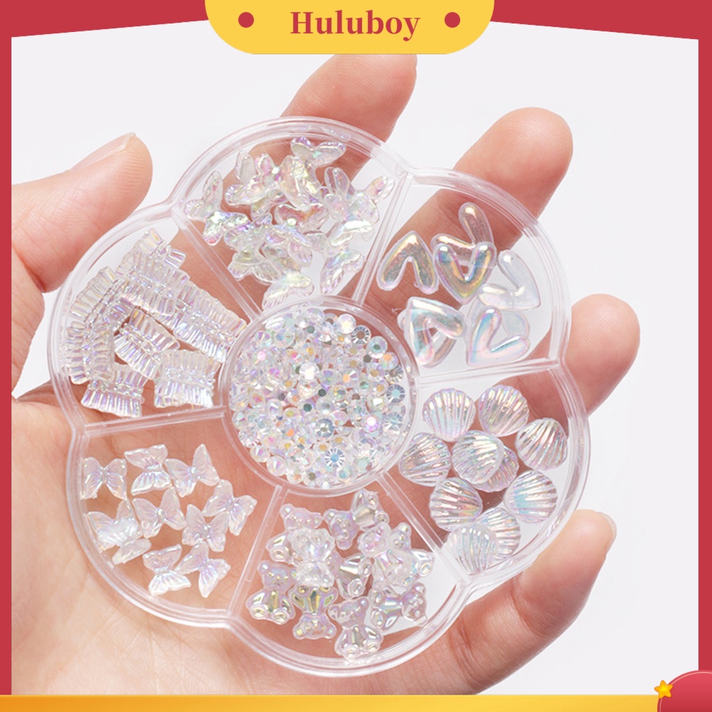 {In Stock} 1kotak Dekorasi Nail Art Tiga Dimensi Tidak Jatuh DIY Rhinestones Bow Bear Mixed Heart Plum Blossom Plate Nail Ornament Nail Salon Supply