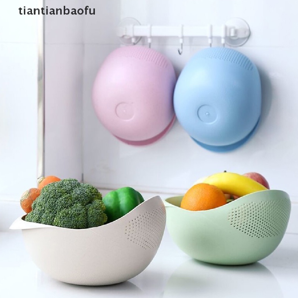 [tiantianbaofu] Saringan Beras Plastik Colander Kitchen Drain Basket Dengan Gagang Strainer Basket Butik