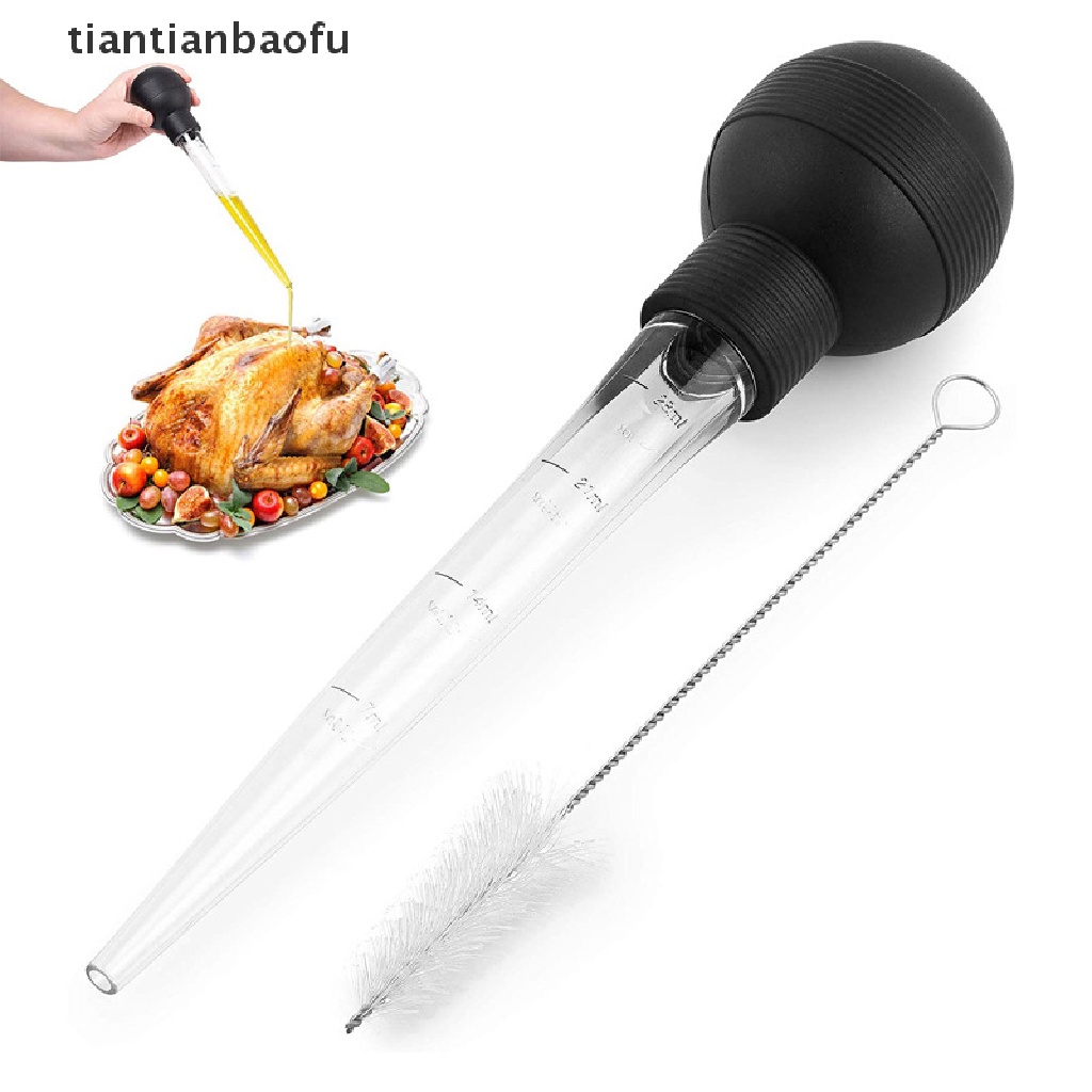 [tiantianbaofu] Masak Dapur Ayam Turki Unggas BBQ Rasa Makanan Baster Tabung Pompa Butik