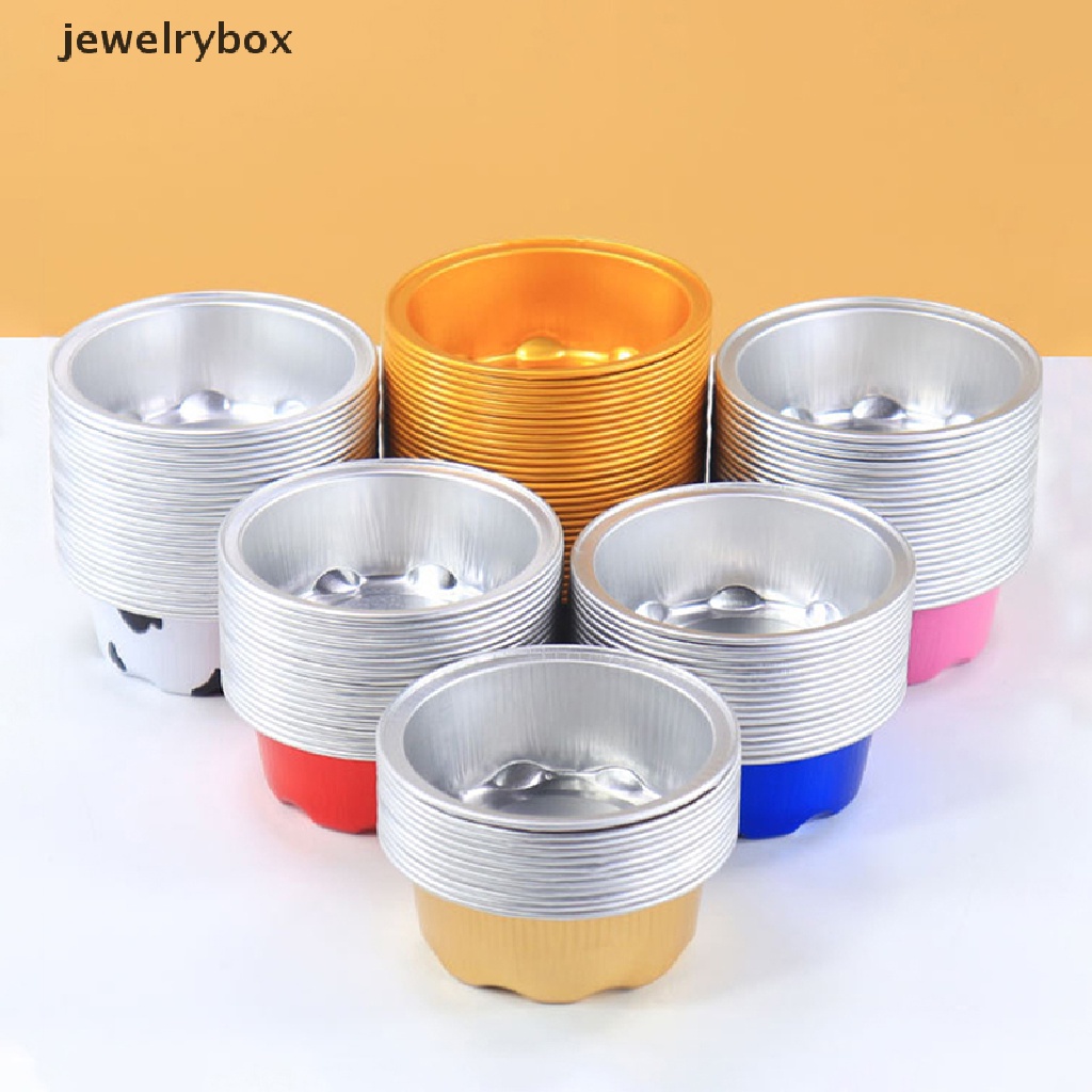 [jewelrybox] 10pcs 50ML Valene Aluminium Foil Loyang Kue Bentuk Bulat Cupcake Cup Dengan Tutup Butik