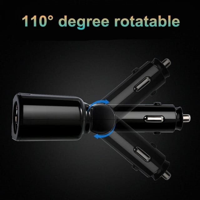 4 in 1 Car Charger Cas Mobil 3.1A Fast Charging dengan Monitor Voltage 2 Cigarette Lighter Socket