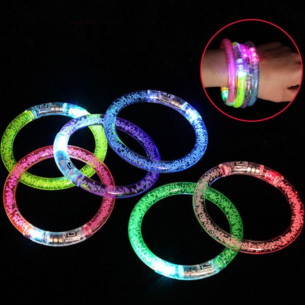 Lanfy Flash Gelang Mainan Untuk Anak Warna Luminescent Mainan Warna-Warni Bercahaya Gelang Pergelangan Tangan Tali Spire Lamella Mainan Anak Led Flash Color Bubble Bracelet