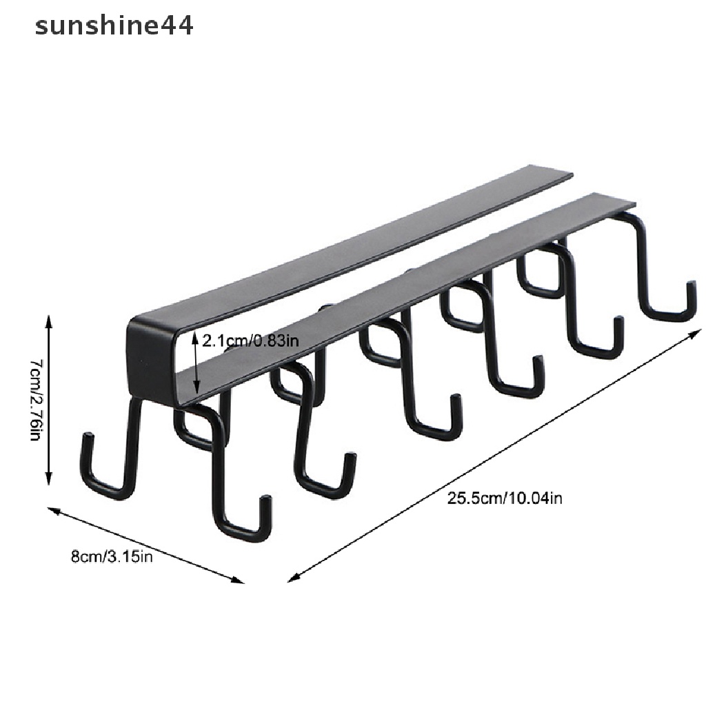 Sunshine Besi 6kait Rak Penyimpanan Lemari Cabinet Besi Bawah Rak Mug Cangkir Gantungan Kamar Mandi Dapur Organizer Rak Gantung Holder ID