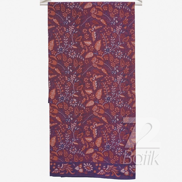 KAIN BATIK PREMIUM Bahan Katun Motif Kembang Setaman Warna Ungu Orange Oranye 723377 Cap 72 Jarik Jarit Samping Kebat Panjang Batik Katun Modern Premium Bahan Seragam Batik Pernikahan Kantor Keluarga Murah Kamen Jadi Batik Bali Lembaran