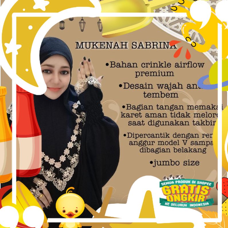 MUKENA SABRINA SIAP KIRIM HITAM & PUTIH TULANG RENDA MILO/ Trendy Adem