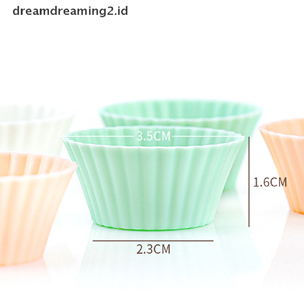 (hot) 10pcs Cetakan Kue Silikon Bentuk Bulat Muffin Cup Mini Cake Cup Alat Dapur//