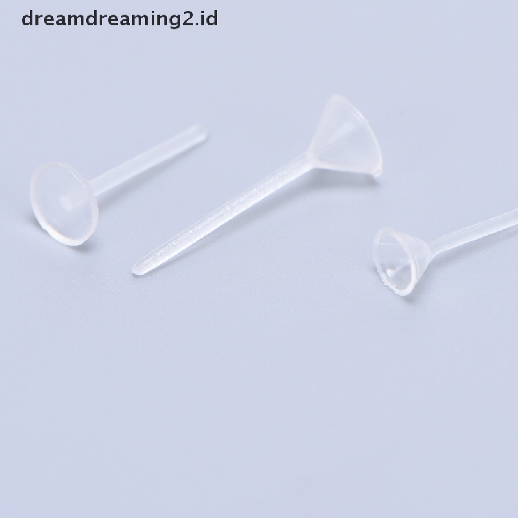 (hot) 500pcs/lot Plastik Kosong Datar/Cup Stud Earring Pin Pad Anting Membuat Perhiasan//