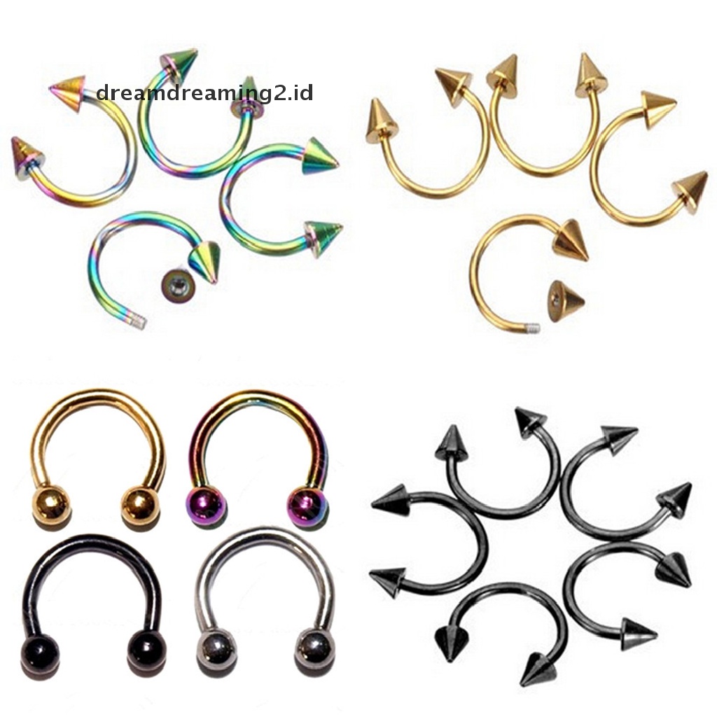 (hot) 1x Stainless Steel Perhiasan Tubuh Tapal Kuda Hidung Septum Bibir Cincin Baru//