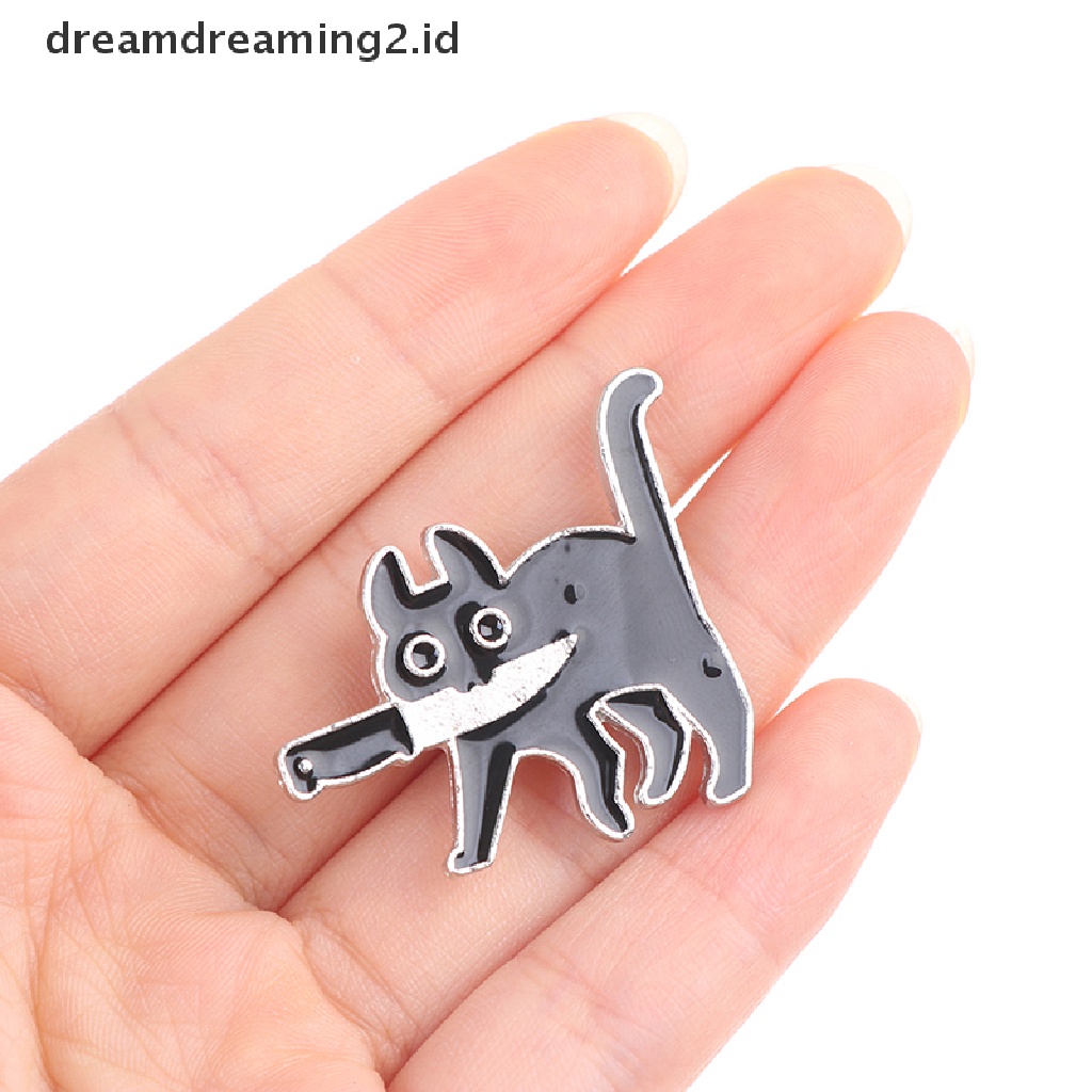 (hot) Kartun Kreatif Kucing Hitam Pemodelan Pop Enamel Pin Kerah Lencana Bros Perhiasan//