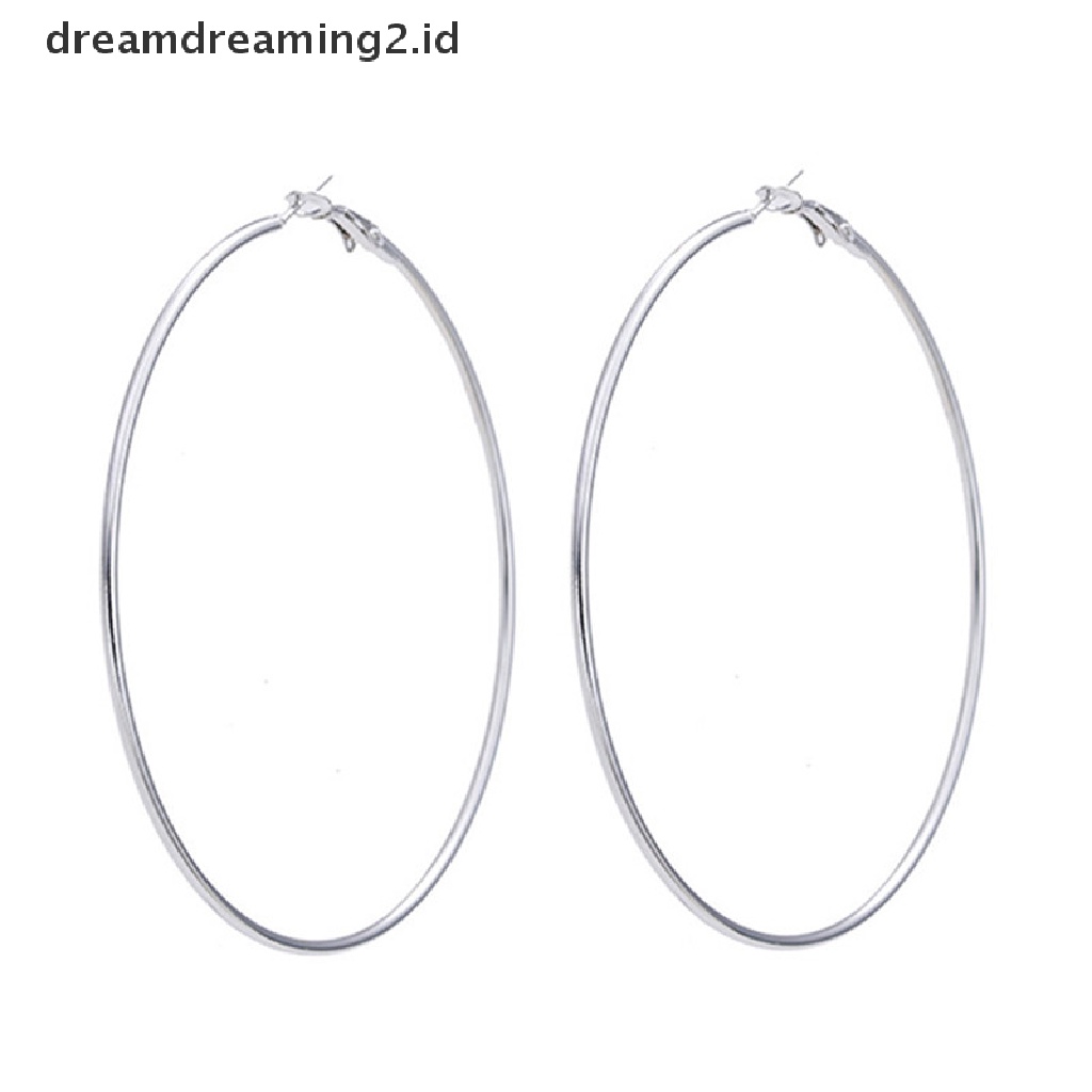 (hot) Anting Hoop Lingkaran Besar Oversize Sexy Lapis Emas Anting Geometris Untuk Wanita//