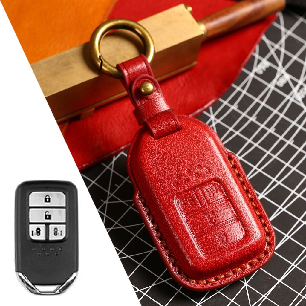 Case Cover Fob Kunci Mobil Bahan Kulit Asli Untuk Honda Odyssey Stepwgn2019 Spada Freed Elysion MPV Keychain