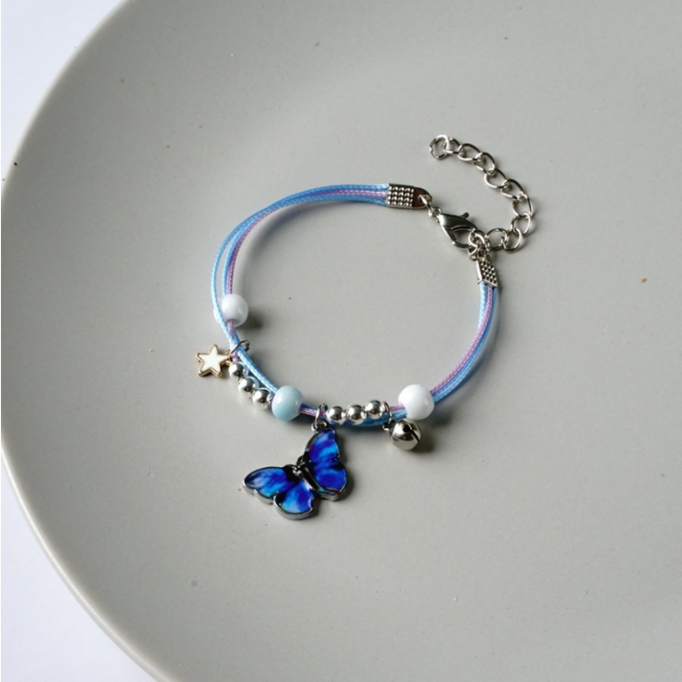 gelang kupu kupu modis/gelang cool wanita/gelang lapis keren/Gelang Tangan Rantai Banyak Lapis Aksen