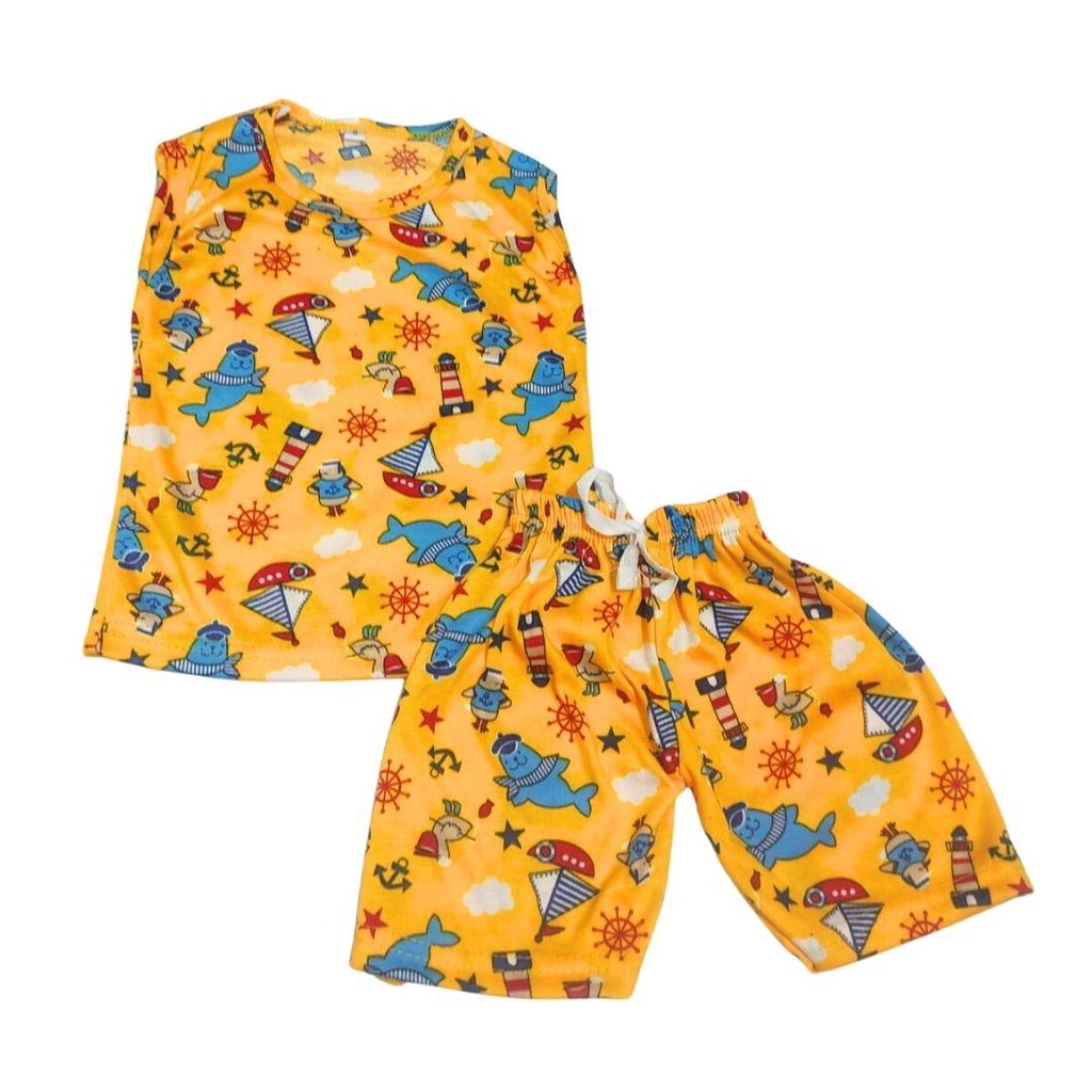 BabynKids - setelan singlet anak unisex cowok/cewek motif full print motif roar