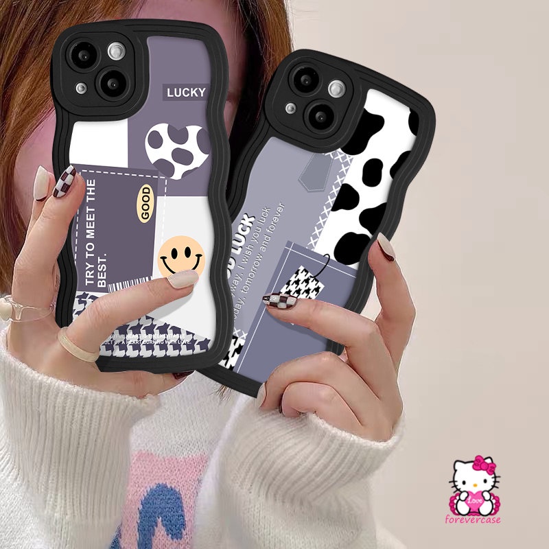 Art Splicing Houndstooth Case Infinix Hot10 10s 20s 9 12i 12Pro 20 11s 10Lite 8 Note G96 12Pro 10Pro 12 Hot 12 11 9 10 Play Smart5 4 6 Plus Smile Leopard Soft Wavy Edge Cover